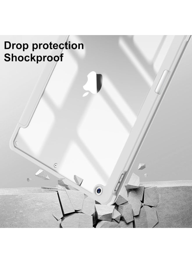 فكرة حافظة هجينة متوافقة مع iPad من الجيل التاسع/الثامن/السابع (طراز 2021/2020/2019، 10.2 بوصة) - غطاء مقاوم للصدمات مع غلاف خلفي شفاف وممسك أقلام، وظيفة الاستيقاظ/السكون التلقائي - Image 4